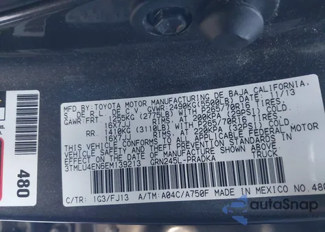 2014 Toyota Tacoma Base V6 z USA, uszkodzony, nr VIN 3TMLU4EN6EM139213